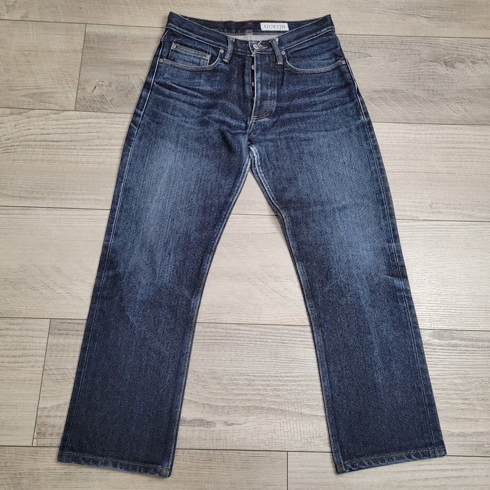👖Gustin Jeans Men 28x29.5 Japanese Selvedge Straight Fit‎ Button Fly Blue Denim